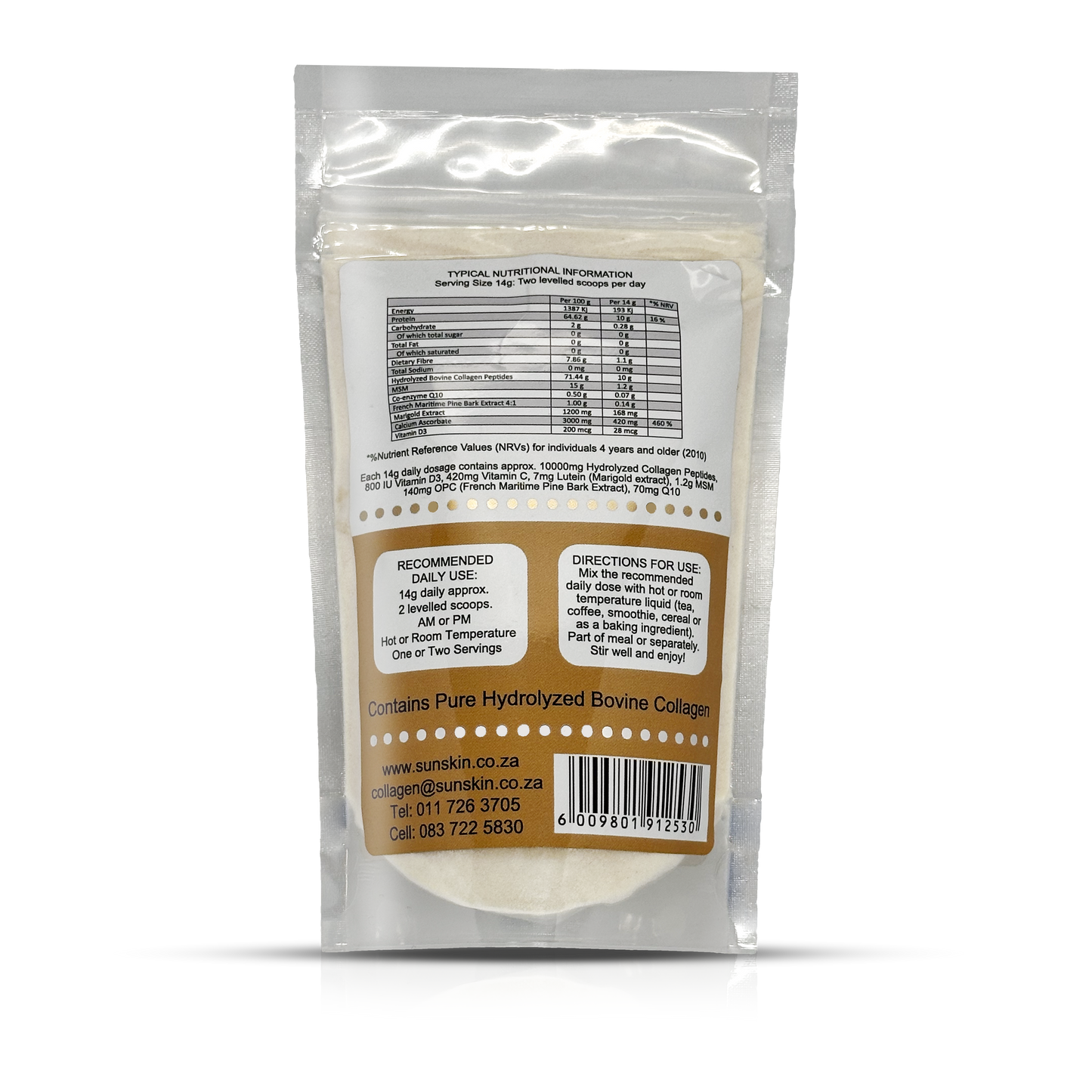 Hydrolysed collagen peptides powder
