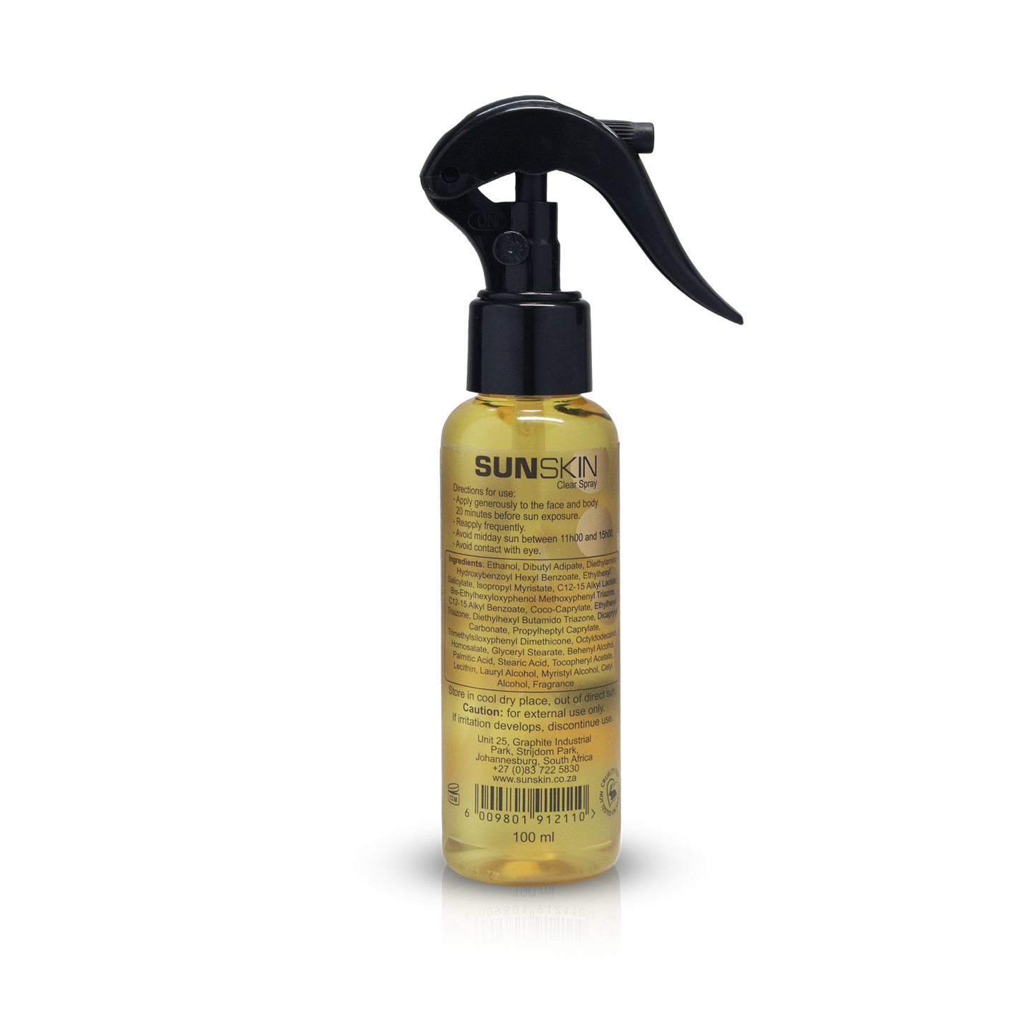 Clear sunscreen spray with natural skin finish