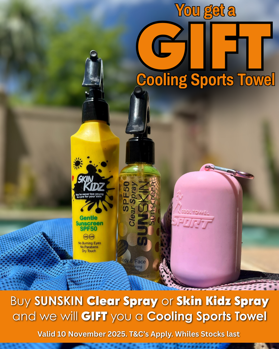 Body & Face - SPF50 Clear Spray Sunscreen (Neuro-cosmetics) + FREE Sports Towel